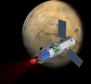 Image of a spacecraft powered by a fusion-driven rocket.