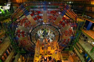 Installation of the CMS beam pipe. Image credit: CERN / CMS Collaboration.