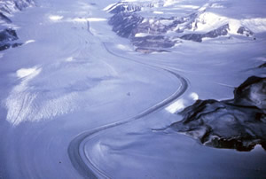 Shackleton Ice Shelf is an extensive ice shelf fronting the coast of East Antarctica for about 384 km (95E to 105E), projecting seaward about 145 km in the western portion and 64 km in the east